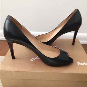 Christian Louboutin black peep toe pumps